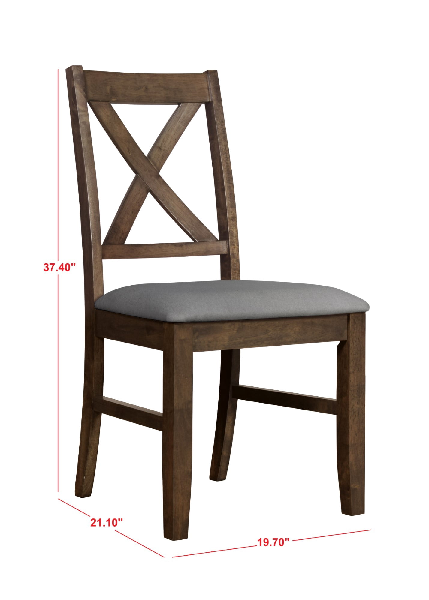 Home Design Oden Dining Chair (Set of 4), Brown/Gray, X-back design, Padded seat, Upholstered in soft gray fabric, Comfortable seating, Rustic-modern style