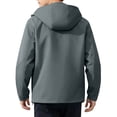 thumbnail image 6 of Mens Softshell Jackets Windproof Drawstring Hooded Long Sleeve Full Zipper Fashion Casual Jacket with Pockets Dark Gray M, 6 of 6
