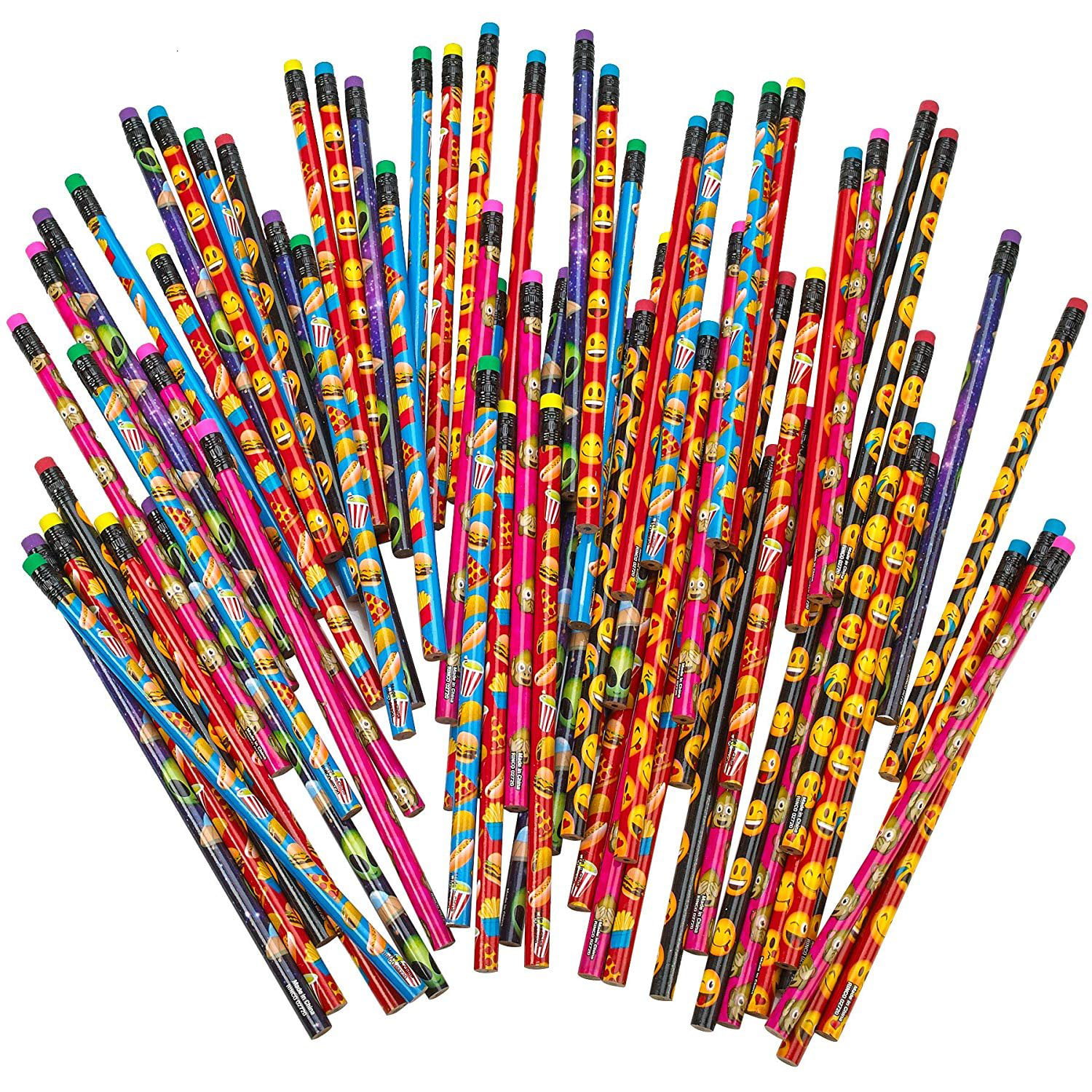 Awards and Incentives Kicko Emoticon Pencil Assortment 72 Rewards 7.5 inch Exciting School Supplies Assorted Colorful Pencils for Kids Trendy Emoji Favors 