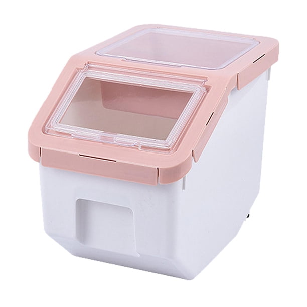 Contenedor grande para almacenar alimentos, caja sellada para almacenar arroz, resistente a la humedad, color rosa