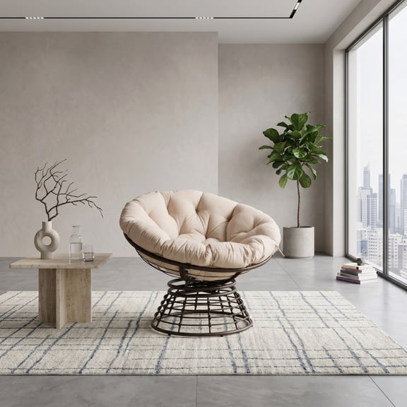Sailvan Ergonomic Wicker Papasan Chair with 360 Swivel