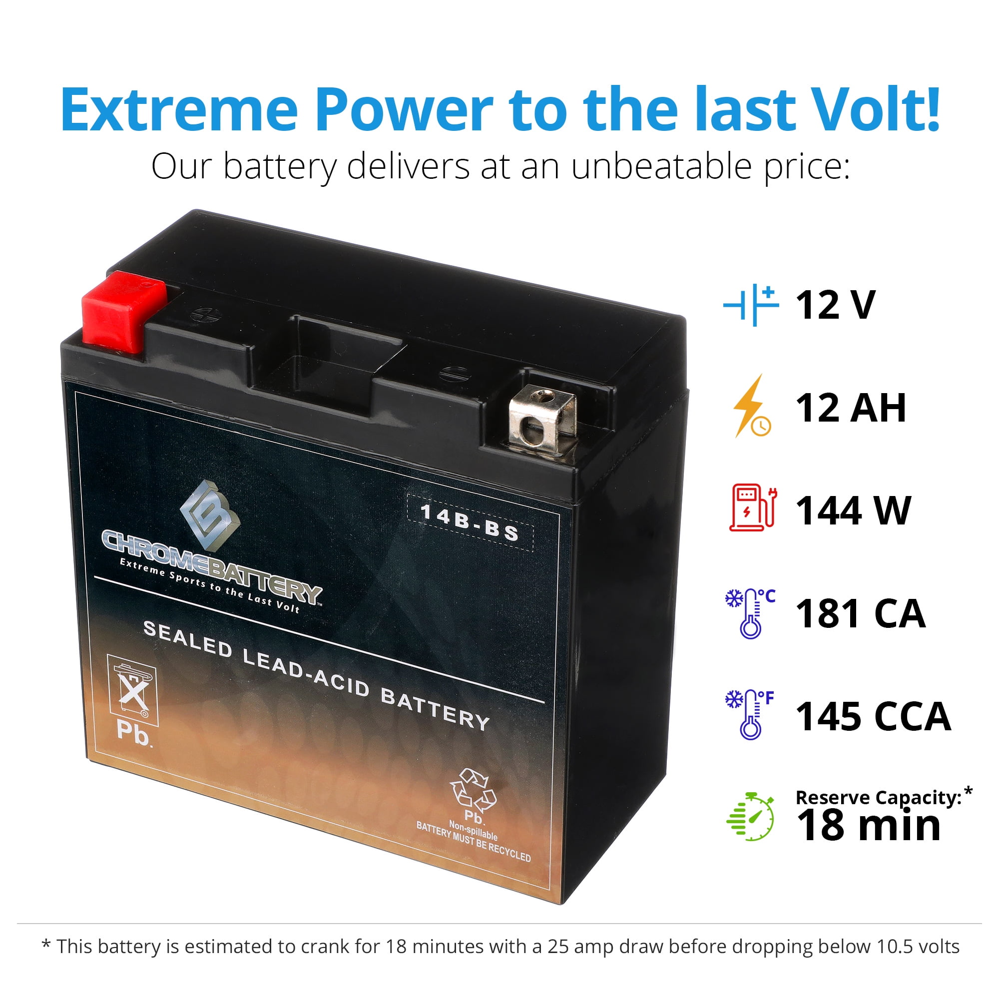 Chrome Battery Yt14B-Bs Motorcycle Battery for Yamaha 1100Cc Xvs1100 V-Star All 2002