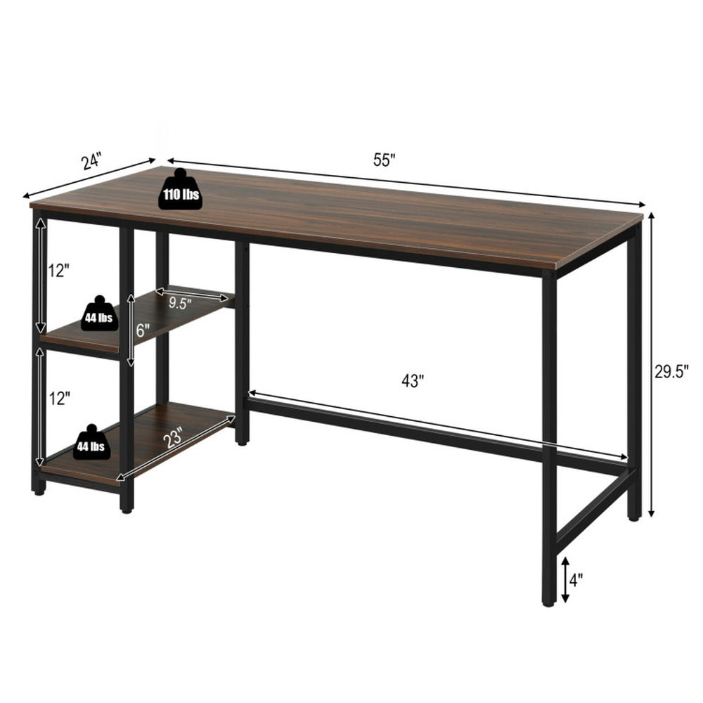 Demi Bonn 5" Computer Desk Office Study Table Workstation Home with Adjustable Shelf, Coffee