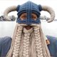 thumbnail image 2 of JM Adulto barba vikingo sombrero de punto bárbaro cuerno ganchillo hecho a mano peluca máscara hombres cálido divertido sombrero de esquí JM, 2 of 4