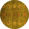 thumbnail image 1 of Ahgly Company Machine Washable Indoor Round Oriental Yellow Industrial Area Rugs, 4' Round, 1 of 4