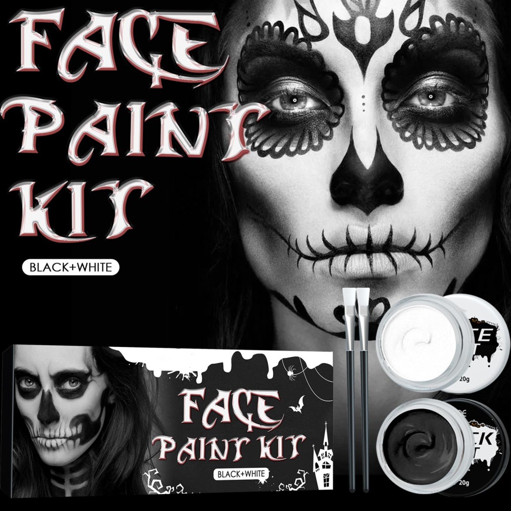 Halloween Black White Face Painting Safe Non Toxic Face Paint Suit