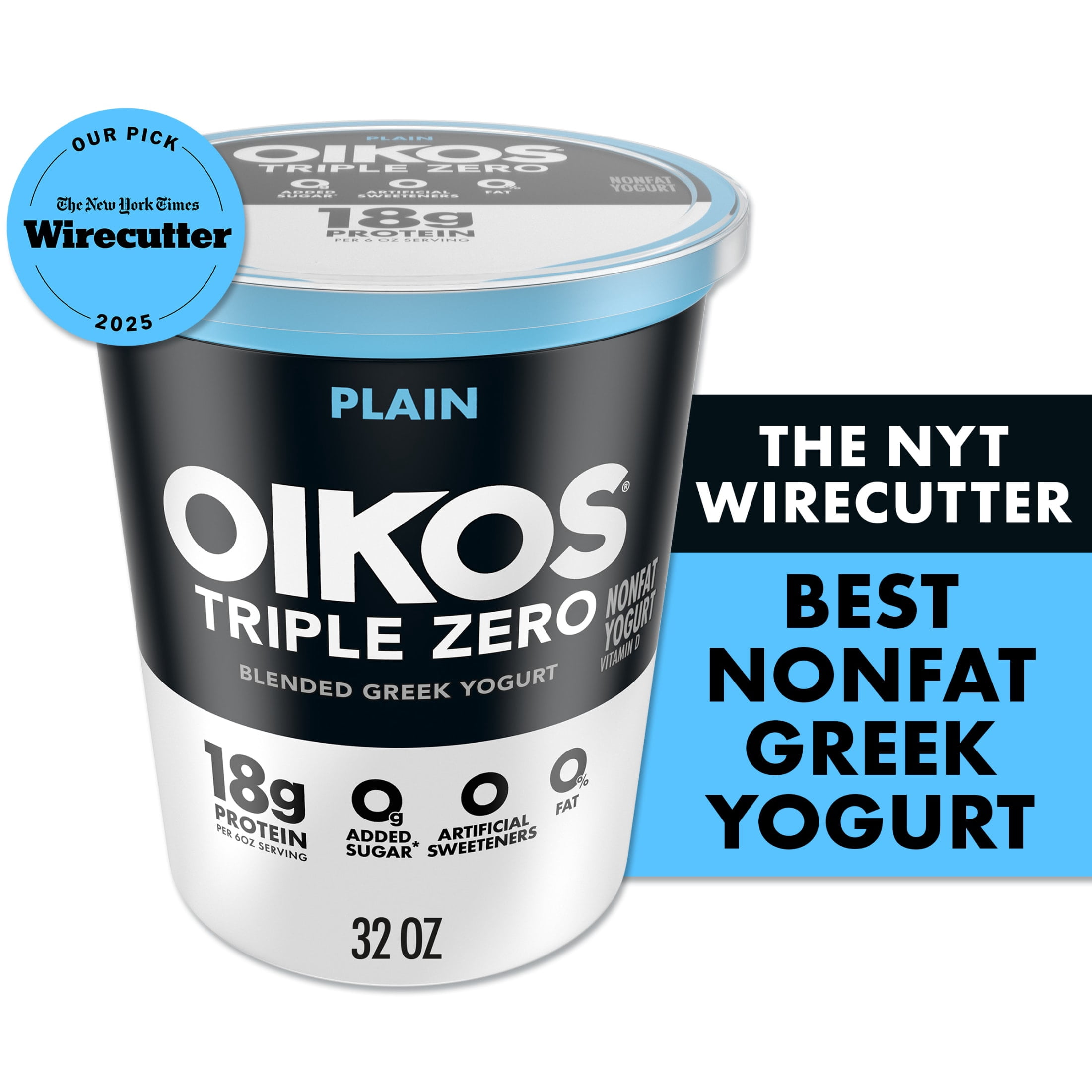 Oikos Non-Fat Sugar-Free Vanilla Greek Yogurt, 5.3 Ounce - 12 per