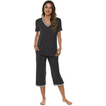 MoFiz 2-Pack Women Capri Homewear Pajama Pants Cropped Sleep Wear