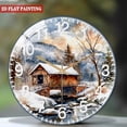 thumbnail image 4 of Round Decorative Clock: Welcome  Country Glass Wall Clock, Stream Creek  Covered Bridge  Decor Wall Clock  for Homes, Bars, Offices, Man Caves, Garages, And Living Rooms .Also Makes A Great Gift., 4 of 9