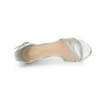 thumbnail image 4 of BLISSFUL STEP Women's Glitter Ankle Straps Stiletto Clear Heels Sandals Silver 6, 4 of 7