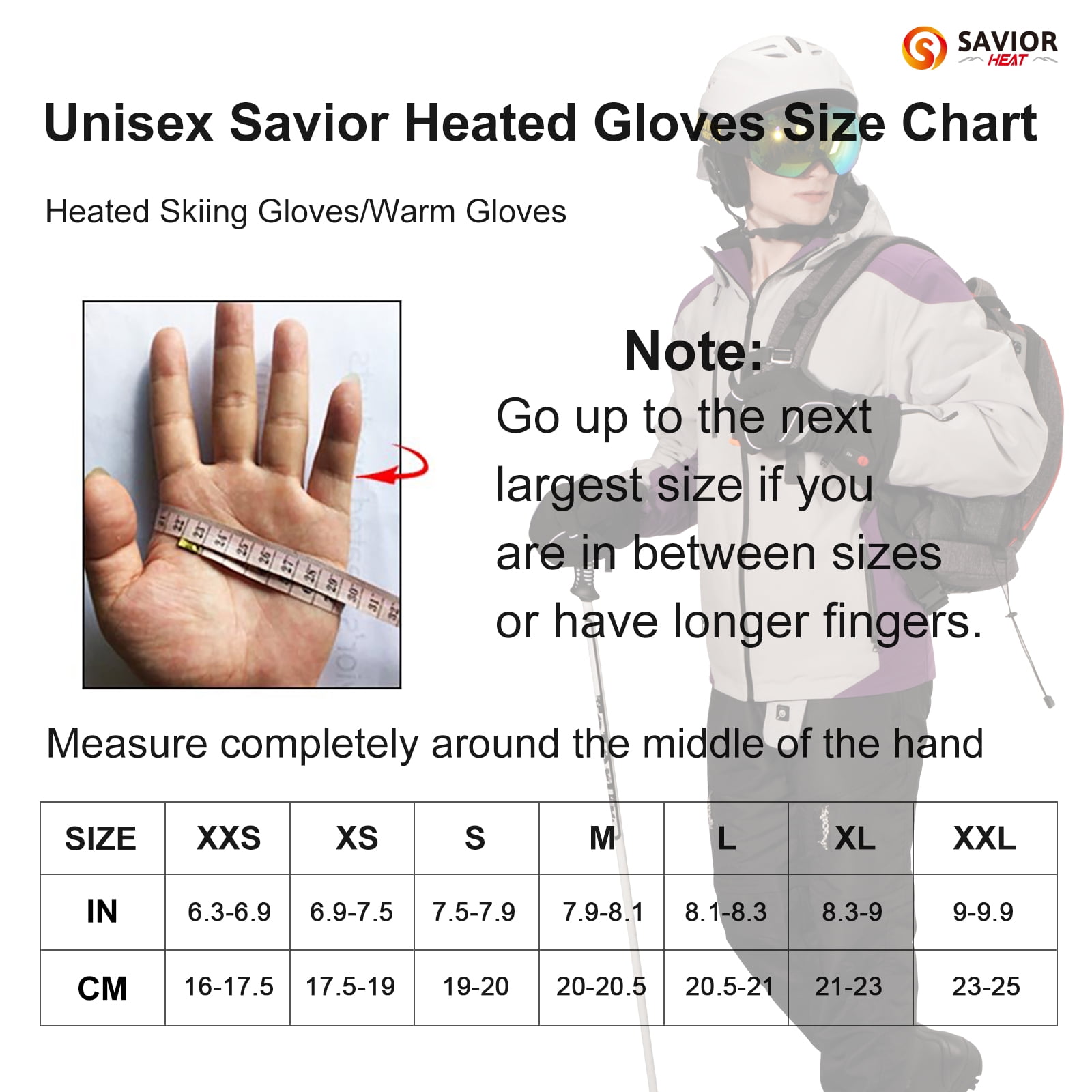 SAVIOR HEAT Heated Gloves Men and Women Winter Heated Gloves Heated Gloves Rechargeable Battery Waterproof and Warm Touch Screen Winter Ski Gloves Suitable for Skiing, Work, Riding, Hiking