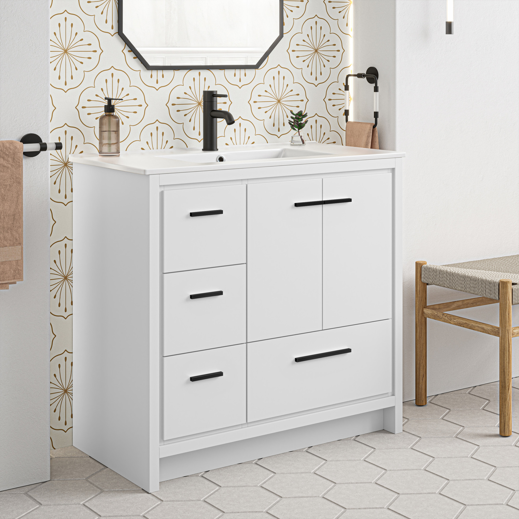 Virage 36 Freestanding, Bathroom Vanity in White