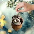 thumbnail image 4 of Seyotauo Forest Christmas Ornaments 4 Inches Acrylic Handcrafted - Sleeping Squirrel Fox Owl Bunny Hedgehog in Nuts, Christmas Tree Festive Christmas Decor for Garlands Wreaths Tabletop Home Decor, 4 of 6