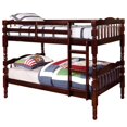 thumbnail image 1 of Benzara BM207974 Traditional Bunk Bed with Attached Ladder & Turned Legs, Dark Brown, 1 of 5