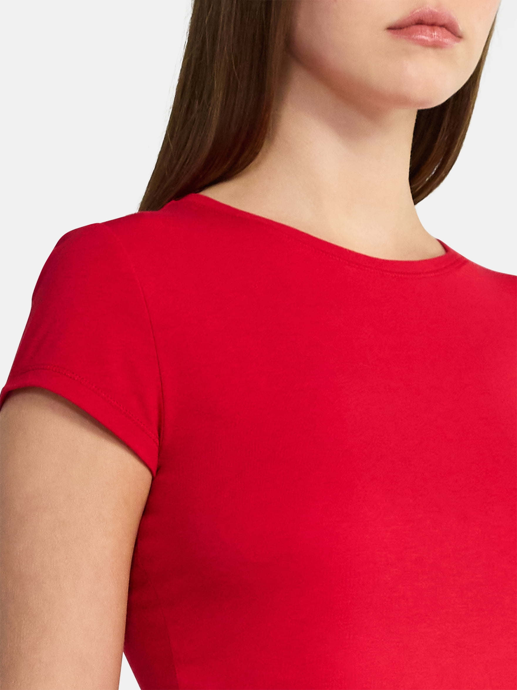 No Boundaries Crew Neck Tee with Short Sleeves, 1 or 3-Pack, Women’s