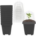 thumbnail image 1 of 10PCS Plant Nursery Pots with Humidity Dome, 3" Soft Plastic Gardening Pot Plant Container, Plastic Square Flower Starting Pots, 1 of 7