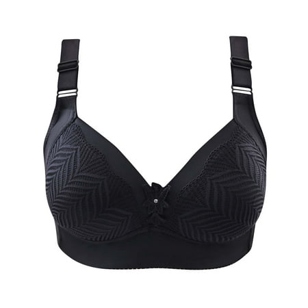 

RYRJJ Wireless Push Up Bra for Women Soft Support No Underwire Bras Adjustable Strap Comfortable Full Cup Wire Free Bralette Everyday Wear(Z2-Black L)