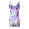 thumbnail image 4 of CHICTRY Kids Girls 2Pcs Gym Sports Yoga Suit Colorful Prints Sleeveless Leotard with Shorts Dance Outfit Colorful Shadow 16, 4 of 7