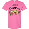 thumbnail image 3 of Inktastic Merry Christmas Cute Sloth with Santa Hat and Lights T-Shirt, 3 of 5