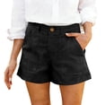 thumbnail image 2 of Linen Shorts for Women Summer Bermuda Shorts with Pockets Dressy Casual Button Down Wide Leg Beach Short, L, 2 of 8
