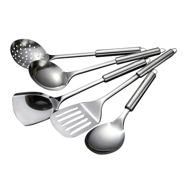 Juego de 5 utensilios de cocina antiadherentes con orificio para colgar. Caja de regalo negra