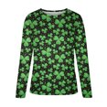 thumbnail image 3 of Patlollav Women Long Sleeve T-Shirts Casual St. Patrick Print Crewneck Pullover Tops, 3 of 6