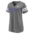 thumbnail image 2 of Women's Fanatics Heathered Charcoal Los Angeles Rams Super Bowl LVI Bound Fade Script Stripe Notch Neck T-Shirt, 2 of 4