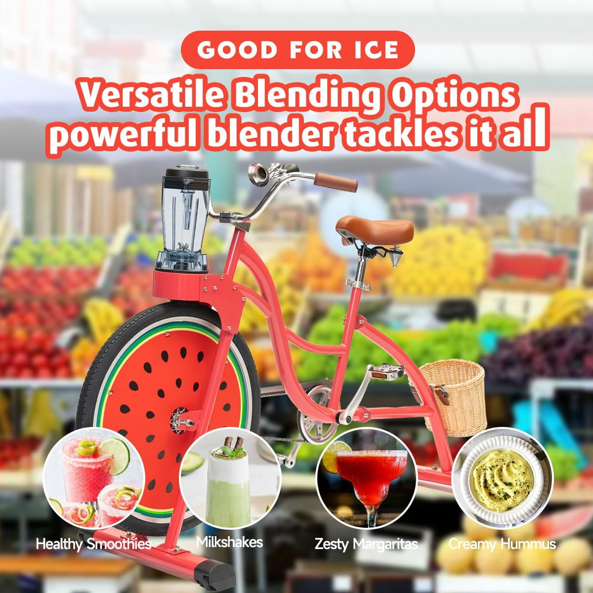 Blender Bike for Fitness, Smoothie Bike Juicer with Pedal, Stationary Bicycle for Party, Carnival, Camping, Indoor & Outdoor Use, Pink