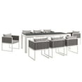 thumbnail image 2 of Modway Stance 9 Piece Outdoor Patio Aluminum Dining Set in White Gray, 2 of 8