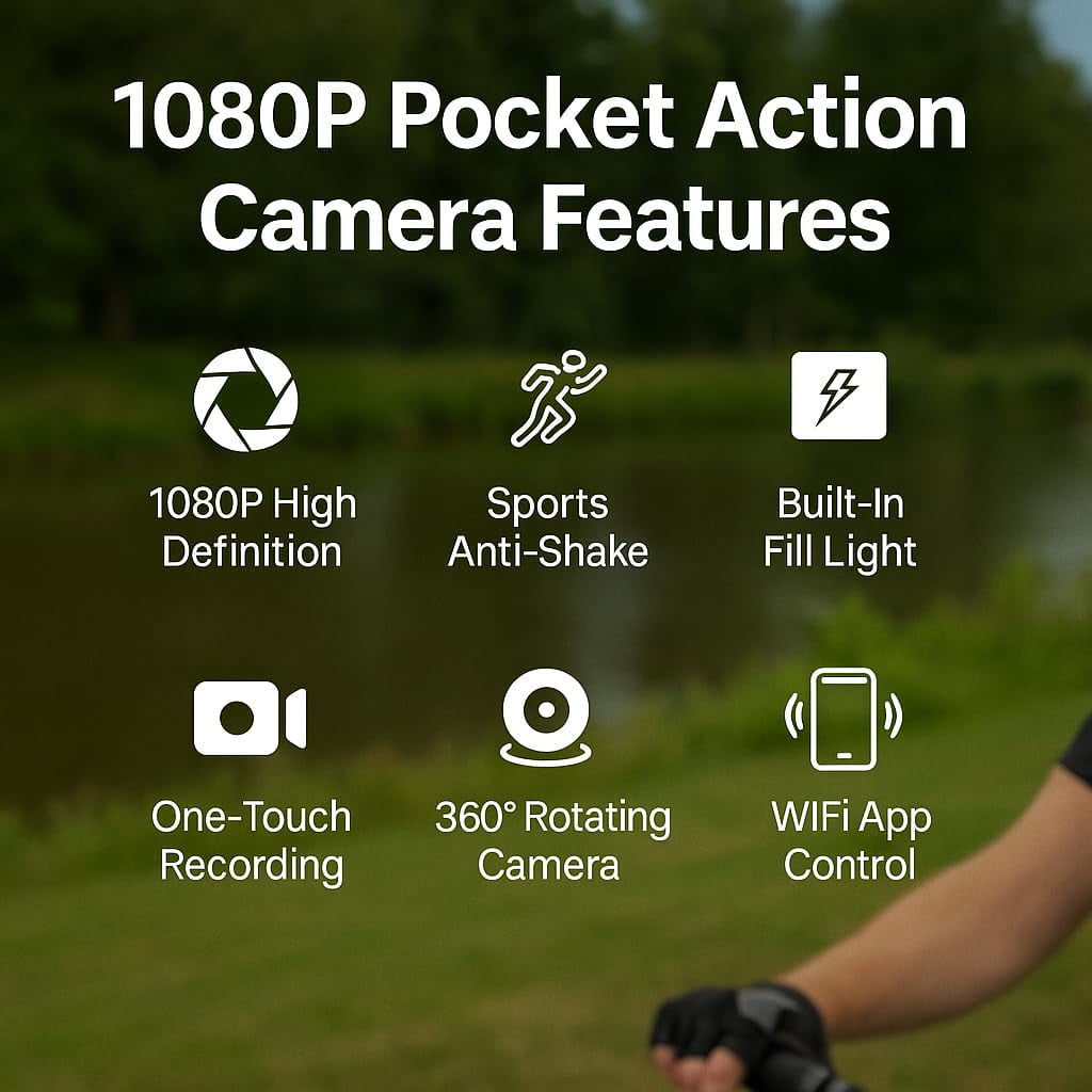 Acuvar 1080P Pocket Vlogging Camera with 3-Axis Gimbal Stabilizer, Handheld Portable Video Camera with WiFi, LCD Screen, Face Tracking, 360° Rotation & 64GB SD Card