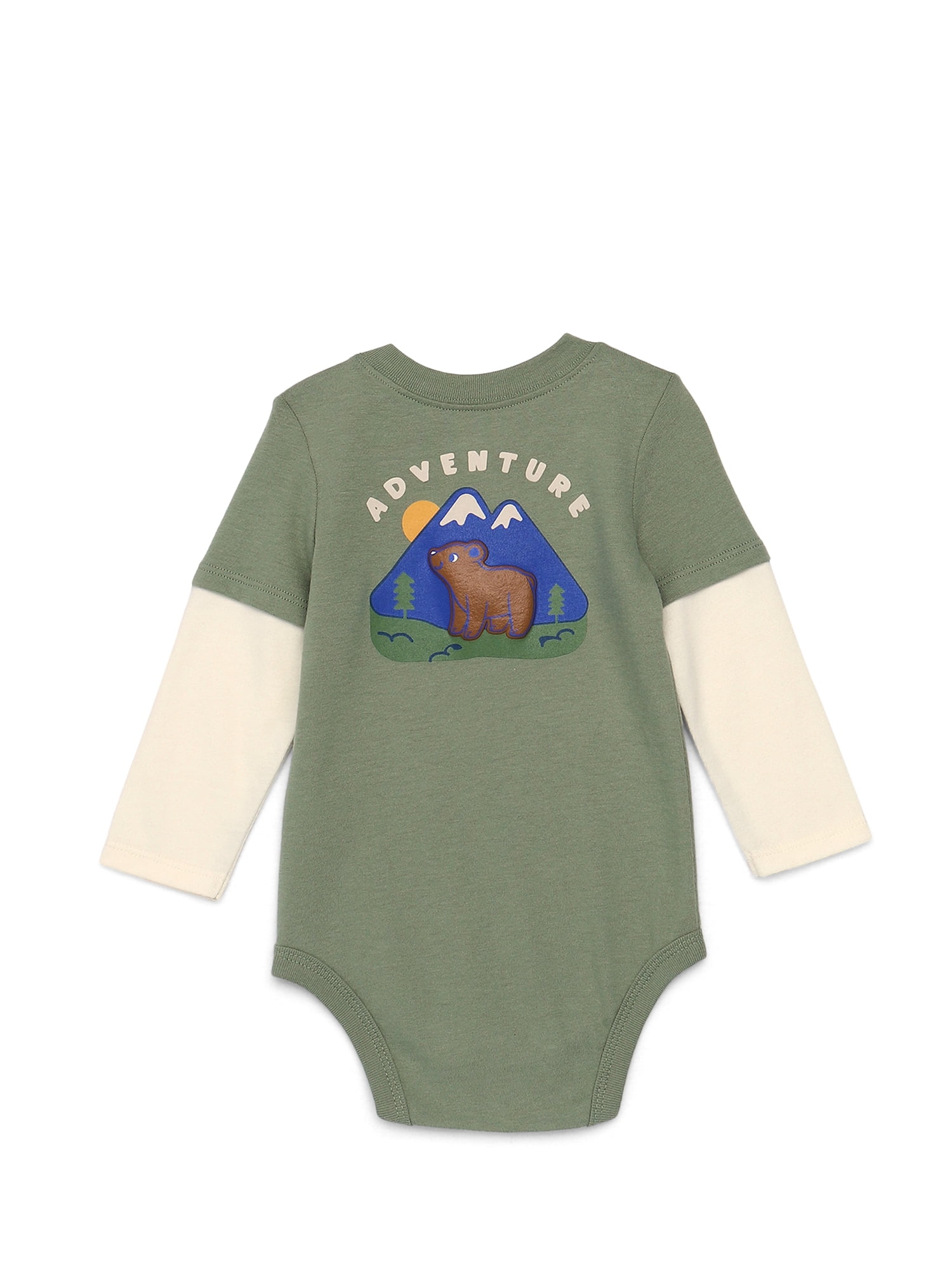 Garanimals Baby Boy Layered Look Bodysuit with Long Sleeves, Sizes 0M-24M