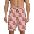 thumbnail image 1 of Balery Heart Capybara Pantalones cortos de pijama de punto de algodón para hombre con cinturilla y bolsillos-Small, 1 of 6