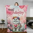 thumbnail image 3 of Hello Valentine’s Day Persian Flower Crown Romantic Pink Floral Cozy Fleece Blanket Cat Lover Kitten Owner Gifts Warm Soft Throw Blanket - 00031, 3 of 5