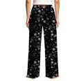 thumbnail image 6 of Christmas Sleep Pants for Women Snowflakes Wide Leg Elastic High Waist Loungewear Drawstring Soft Holiday Festive Xmas Sleep Pants, 2XL, 6 of 6