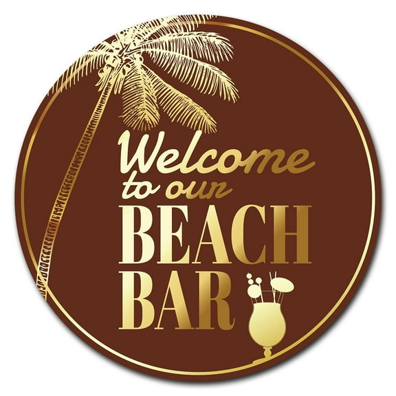 SignMission Circular Rigid Plastic Sign 12" Tall - Beach Bar | Plastic Sign |  Made in the USA