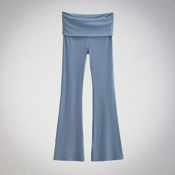 CLOISE Pull on Palazzo Pants for Women Casual Petite Wide Leg Pants High Waisted Stretchy Wide Leg Pants Elastic Waist Comfy Palazzo Pants Pull On Lightweight Straight Leg Pants Blue