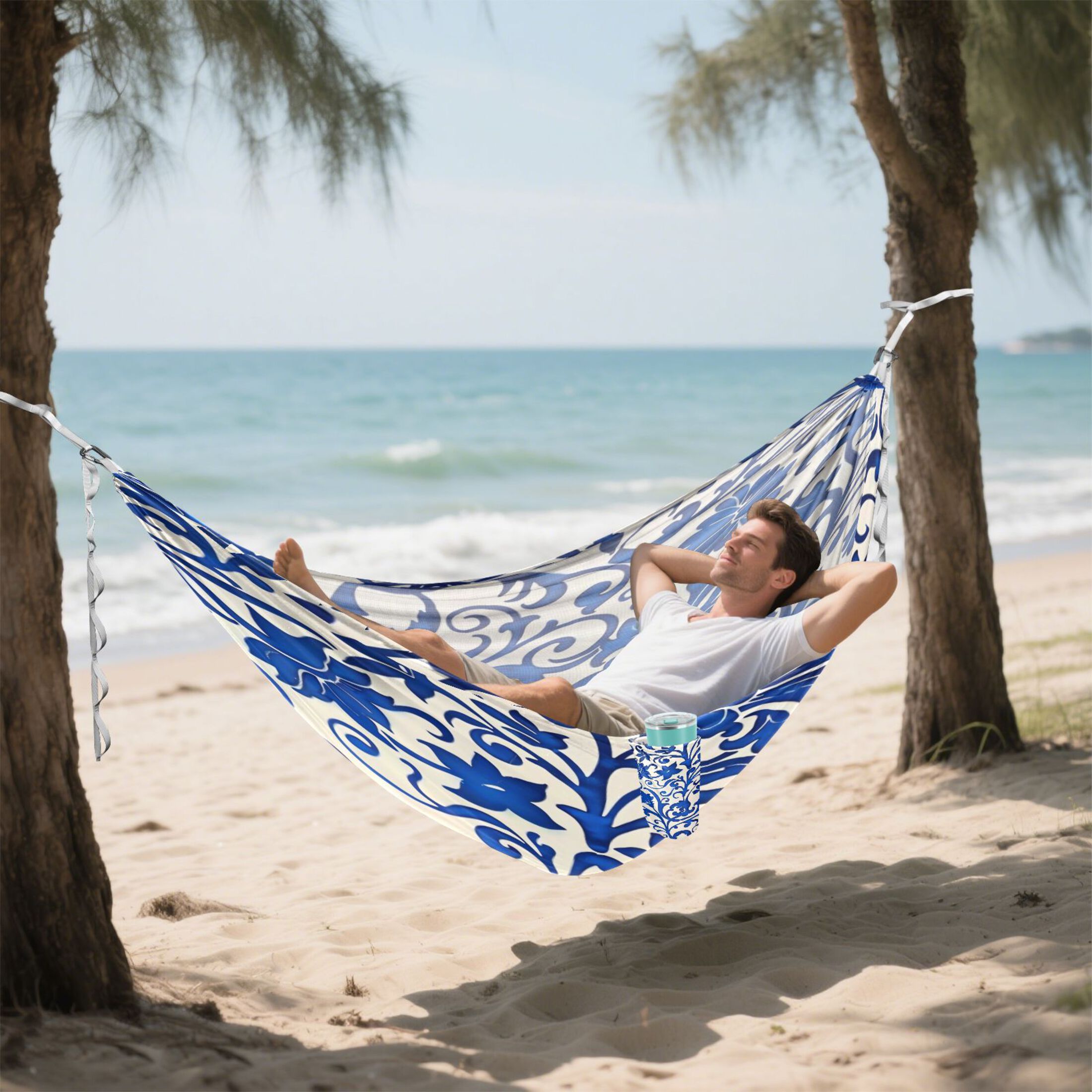Hammock Camping Hammock Nylon Portable Hammock Travel Camping Hammock Blue Flower