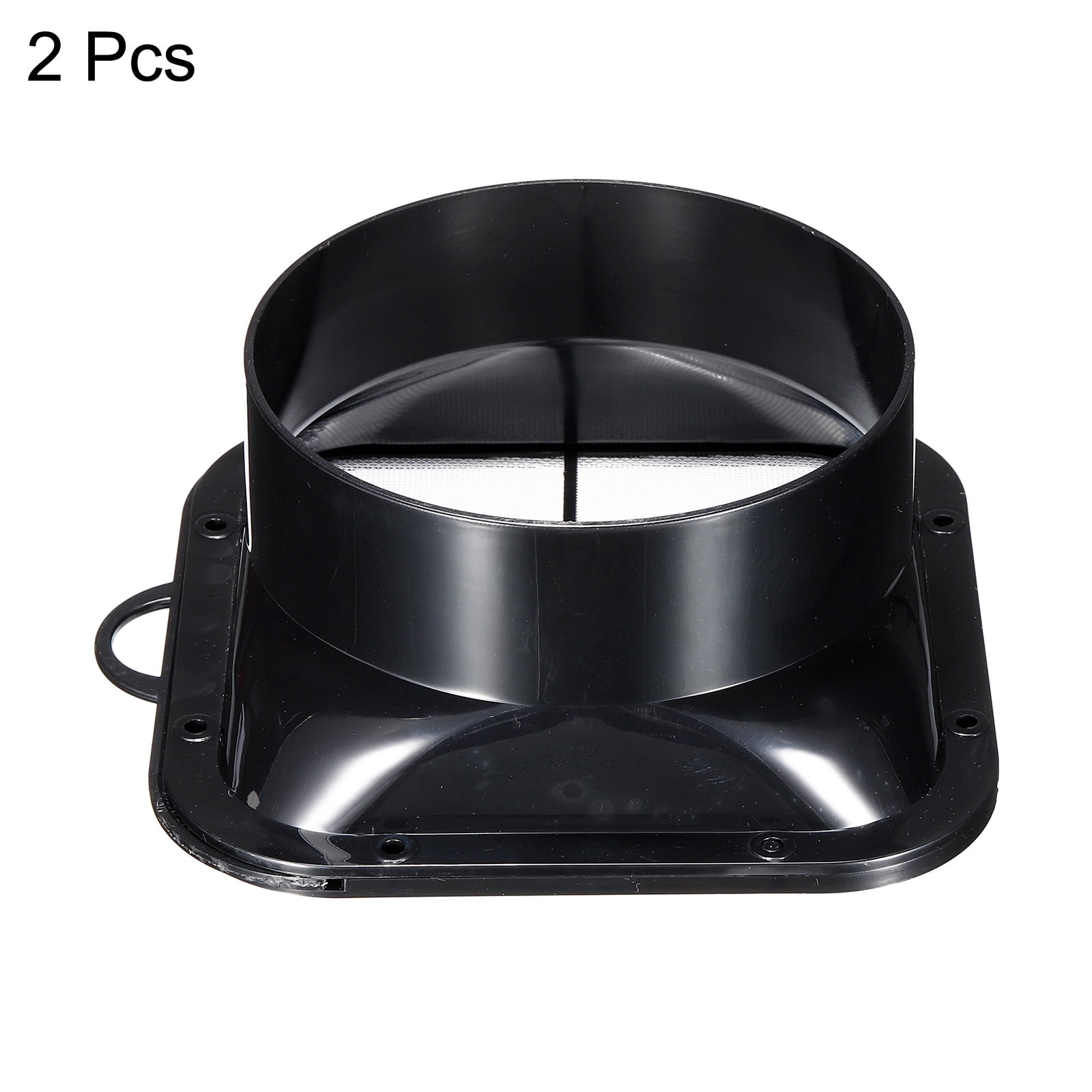 Uxcell 6" ABS Duct Connector Flange Exhaust Hose Flange Ventilation Duct with Filter Mesh Black 2 Pack