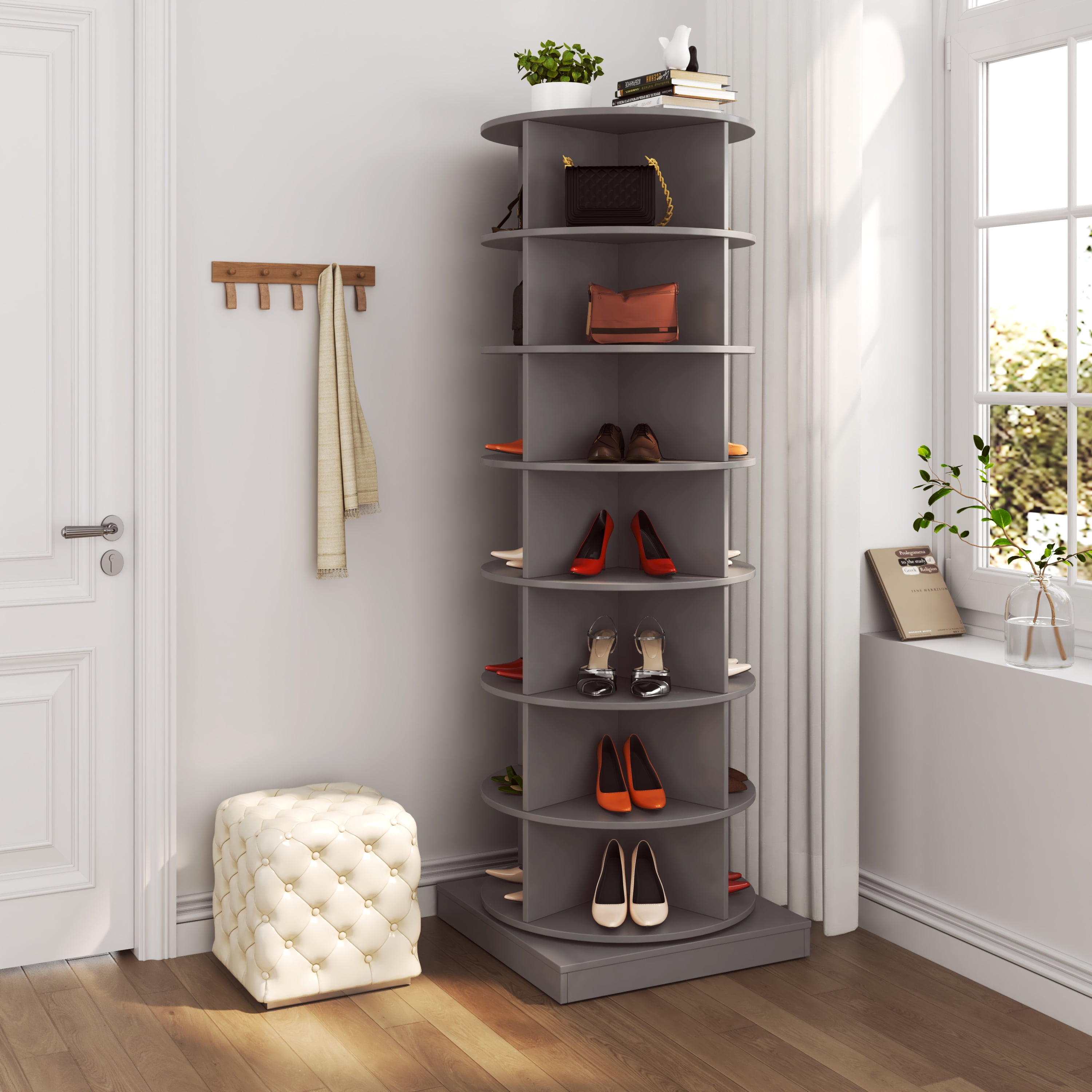 7-Tier Rotating Shoe Rack Tower, Spinning Shoe Display, 360° Rotating Shoe Rack Storage Rotating Organization for Handbag Closet