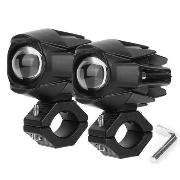 golytefs 2x Led Motorcycle Spot Light with Mount Brackets Auxiliary Motorcycle Headlight