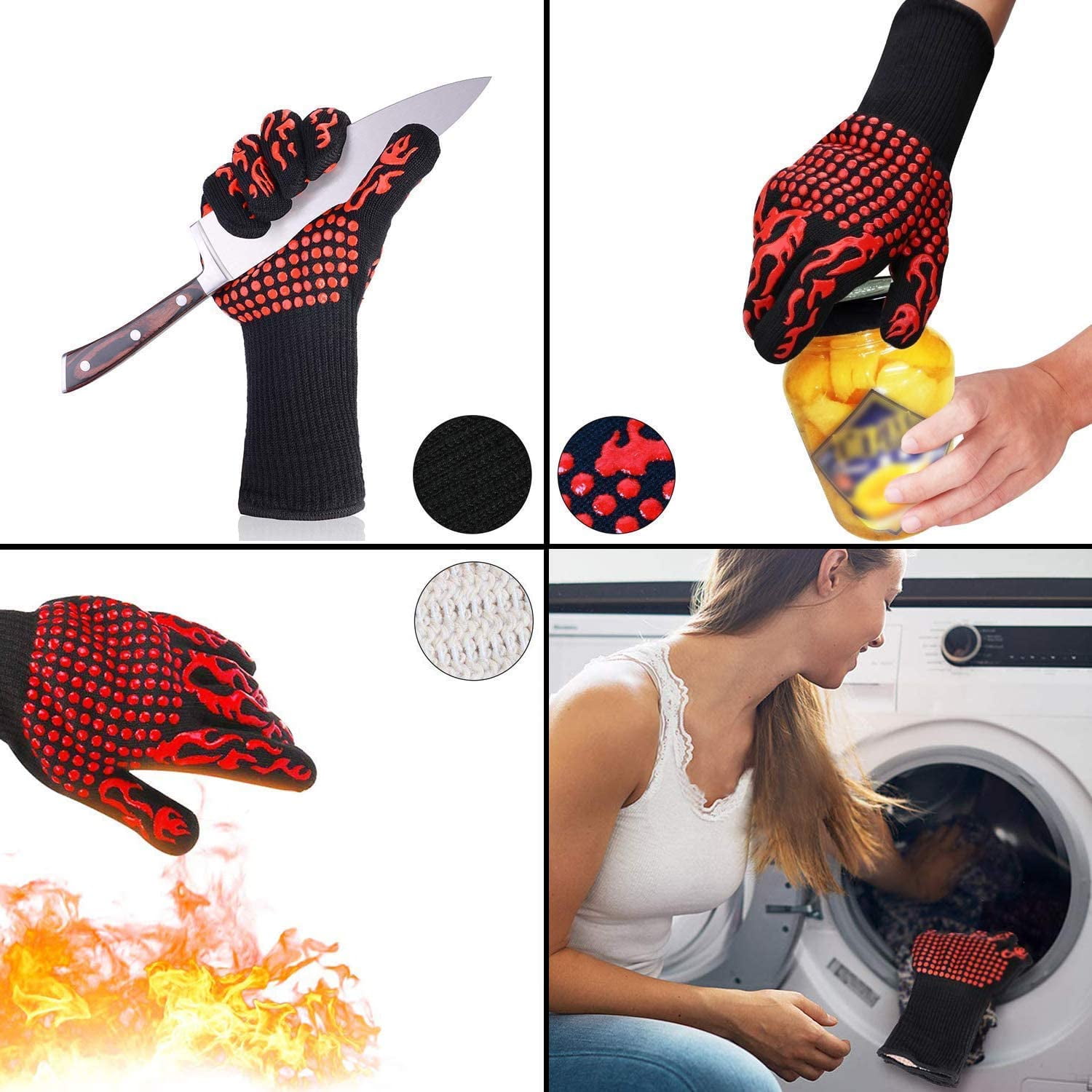 Comsmart BBQ Gloves, 1472 Degree F Heat Resistant Grilling Gloves Silicone  Non-Slip Oven Gloves Long Kitchen Gloves for Barbecue, Cooking, Baking,  Cutting