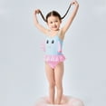 thumbnail image 4 of Hienoo Toddler Girls Cute Cartoon Ruffle Spaghetti Strap One-Piece Swimsuit, Sizes 2-8, 4 of 8