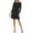 Black, variant on Boat Neck 3-4 Lace Sleeve V-Back Scuba Crepe Dress-BLACK / 4