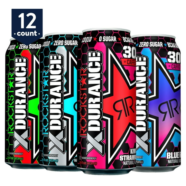 Rockstar Xdurance Energy Drink, 4 Flavor Variety Pack, 16 fl oz, 12