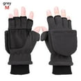 thumbnail image 1 of Women Men Thicken Driving Cycling Warm Convertible Touch Screen Gloves Sport Mittens Fingerless Gloves GREY M, 1 of 1