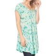 thumbnail image 4 of Sakkas Xoana Women's Casual Cap Sleeve V-neck Flare Loose Boho Swing Short Dress - Green - Plus Size, 4 of 5