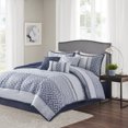 thumbnail image 2 of Madison Park Cal King Bennett 7-Piece Jacquard Comforter Set, Navy, 2 of 11