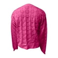 thumbnail image 6 of AKOEE Crochet Knit Cropped Cardigan Sweater Women Trendy Casual Hollow-out Long Sleeve Button Down Knitwear Coat (Medium, Pink 01), 6 of 6