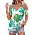 thumbnail image 2 of ASDFVBKG Womens Summer Tops Hawaiian Tropical Short Sleeve V Neck T Shirts Loose Casual Tshirts Light Green L, 2 of 4