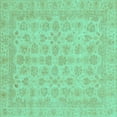 thumbnail image 1 of Ahgly Company Machine Washable Indoor Square Abstract Turquoise Blue Modern Area Rugs, 4' Square, 1 of 4